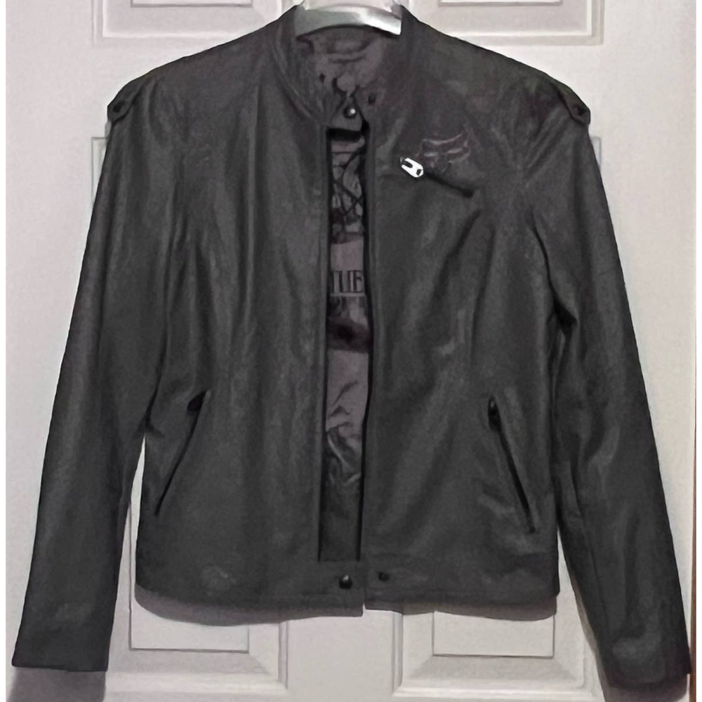 Fox Riders Co. Faux Leather Light Gray Women's Three Pocket Jacket Size M